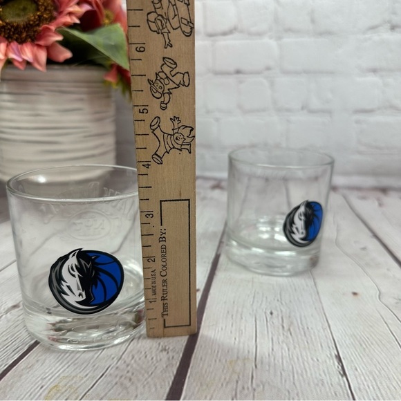 jack daniel's clear rocks old fashioned lowball glass dallas mavericks Logo 2pc - Picture 2 of 6